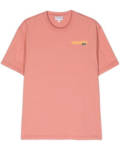 Lacoste T-Shirt mit Logo-Print - Pink