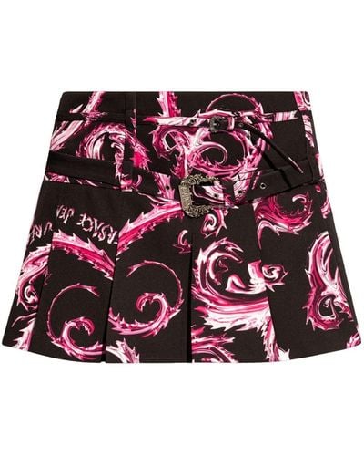 Versace Abstract-pattern Print Mini Skirt - Red