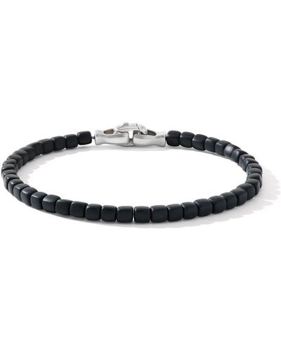 David Yurman Sterling Silver Spiritual Beads Cushion Onyx Bracelet - Black