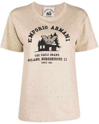 Emporio Armani T-Shirt mit Logo-Print - Natur