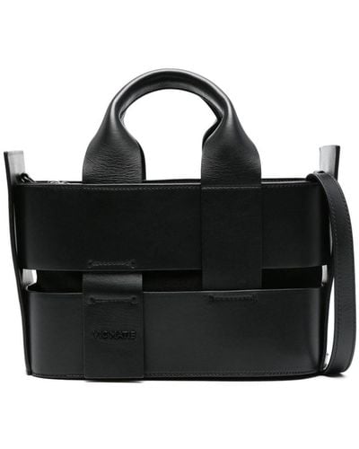 Vic Matié Paneled Leather Shoulder Bag - Black