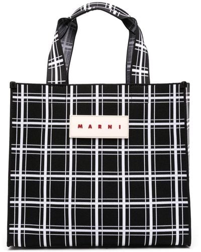 Marni Check Pattern Tote Bag - Black