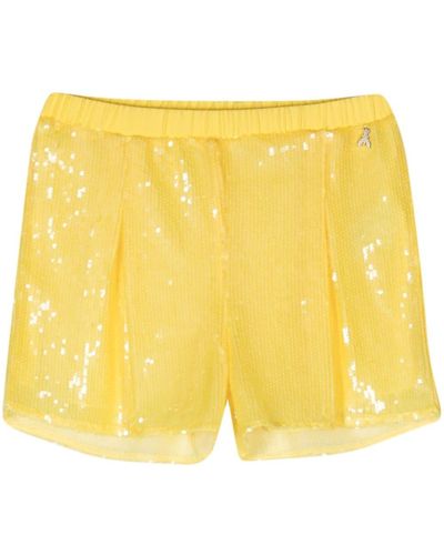 Patrizia Pepe Short orné de sequins à taille haute - Jaune