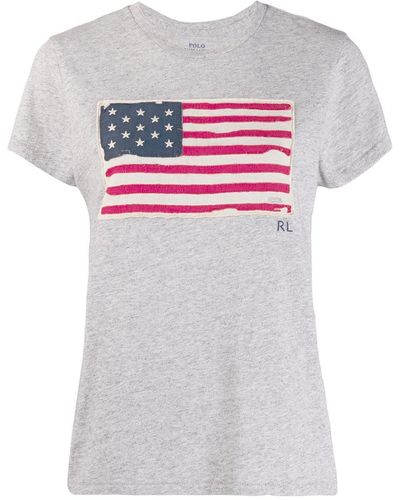 Polo Ralph Lauren Camiseta con bandera de EE.UU. - Gris