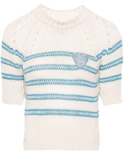 Ermanno Scervino Striped Knitted Top - Blue