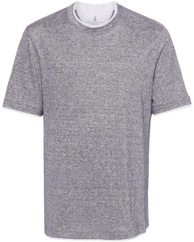 Brunello Cucinelli Jersey-T-Shirt mit meliertem Effekt - Grau
