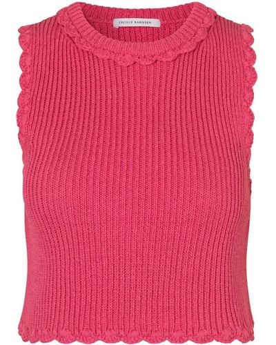 Cecilie Bahnsen Vimona Ribbed-knit Top - Pink
