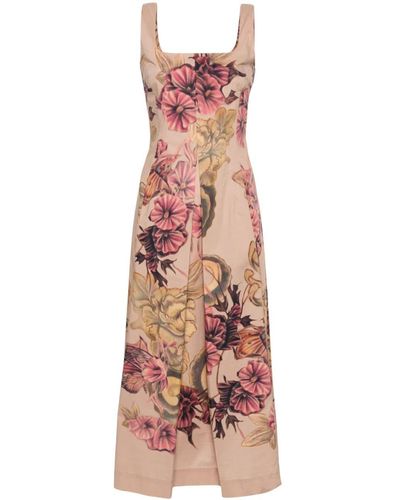 Alberta Ferretti Floral-print Dress - Pink