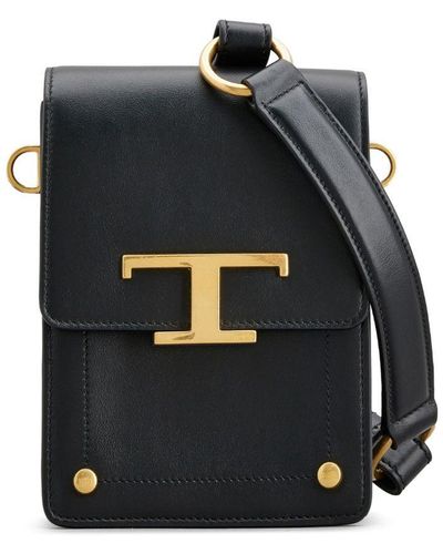 Tod's Umhängetasche mit Logo-Schild - Schwarz