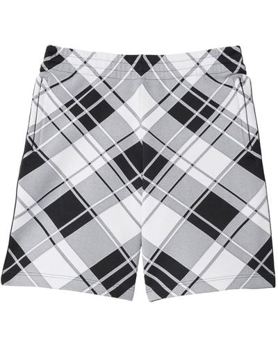 Burberry Halbhohe Shorts mit Check-Print - Grau