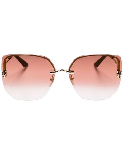Cartier Panther-plaque Butterfly-frame Sunglasses - Pink