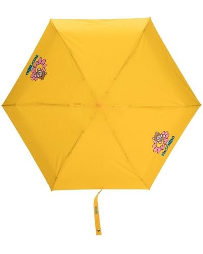 Moschino Regenschirm mit Teddy-Print - Gelb