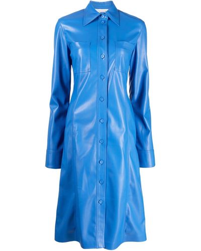 Stella McCartney Kleid in Lederoptik - Blau