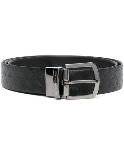 Emporio Armani Logo Embossed Belt - Black