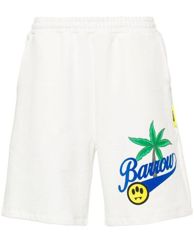 Barrow Flocked-logo Track Shorts - White