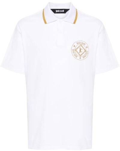 Just Cavalli Embroidered-logo Cotton Polo Shirt - White