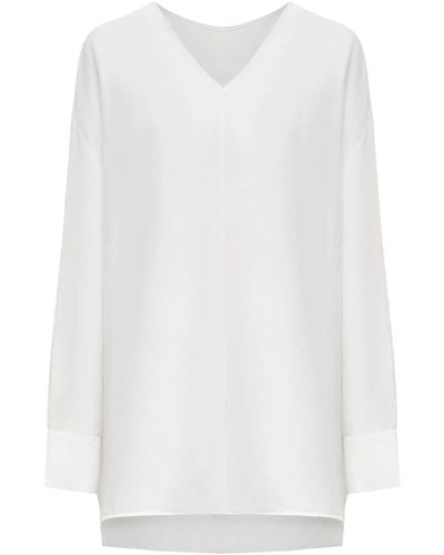 12 STOREEZ Semi-transparente Bluse - Weiß