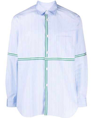 Comme des Garçons Striped-trim Cotton Shirt - Blue