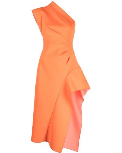 Acler Robe mi-longue à design asymétrique à une épaule - Orange
