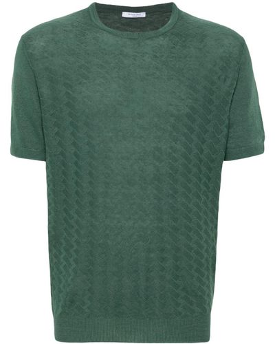 Boglioli Gestricktes T-Shirt aus Leinen - Grün
