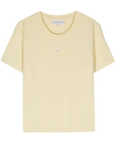 Maison Kitsuné Fox-motif cotton T-shirt - Natur
