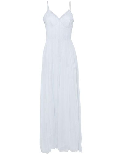 Ermanno Scervino Pleated Silk Maxi Dress - White