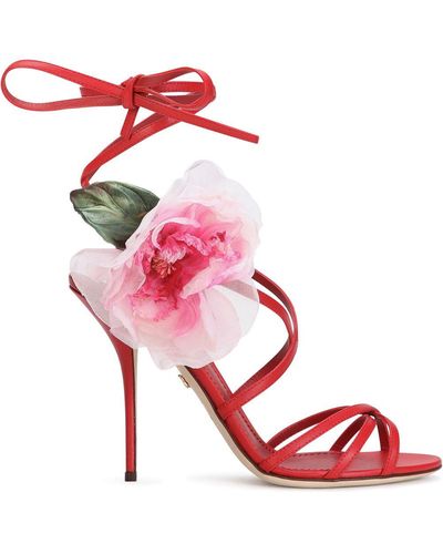 Dolce & Gabbana Floral-motif Sandals - Red