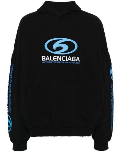 Balenciaga Surfer Logo-print Cotton Hoodie - Blue