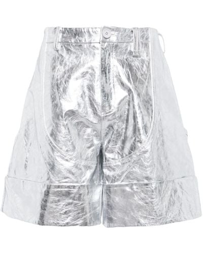Simone Rocha Crinkled A-line Leather Shorts - White
