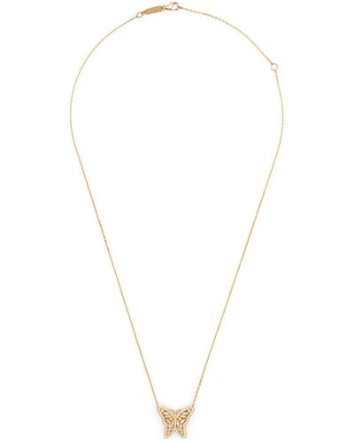 Suzanne Kalan 18kt Yellow Gold Small Bold Butterfly Diamond Necklace - White