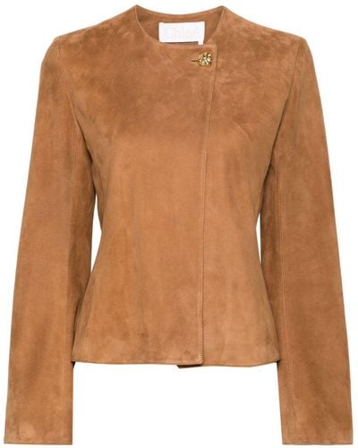 Chloé Taillierte Jacke aus Wildleder - Braun