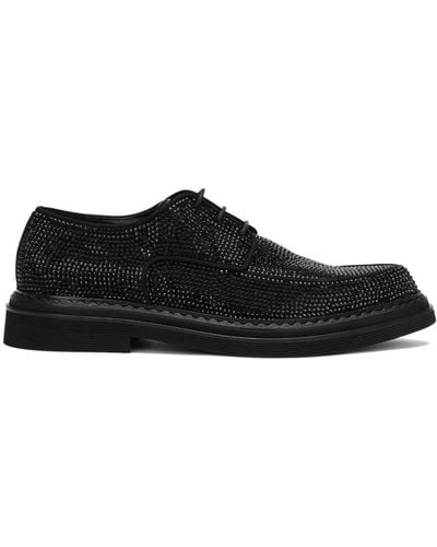 Dolce & Gabbana Zapatos derby con apliques de strass - Negro