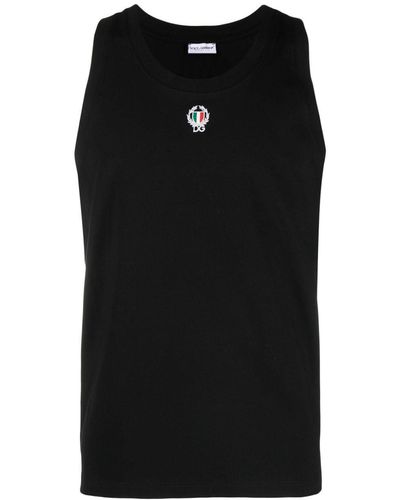 Dolce & Gabbana Logo-embroidered Tank Top - Black