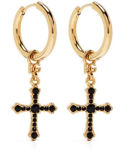 Dolce & Gabbana Crucifix Drop Earrings - White