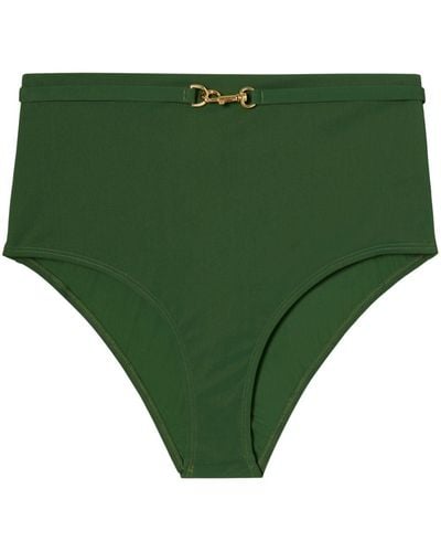 Tory Burch Belted High-waisted Bikini Bottoms - Green
