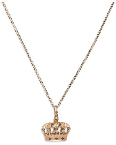 Dolce & Gabbana 18kt Yellow Gold Diamond Crown Pendant Necklace - Metallic