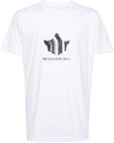 Maharishi T-shirt Brushstroke Temple in cotone biologico - Bianco