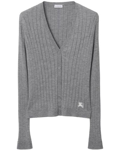 Burberry Equestrian Knight Cashmere Cardigan - Gray