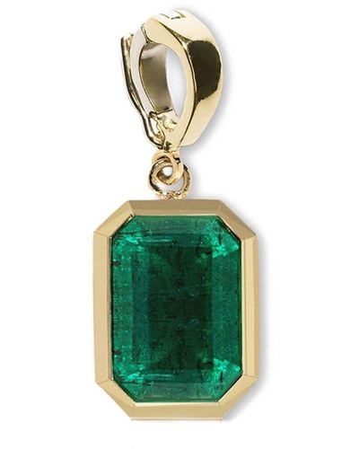 Azlee 18kt Yellow Old Large Rich Emerald Pendant Charm - Green