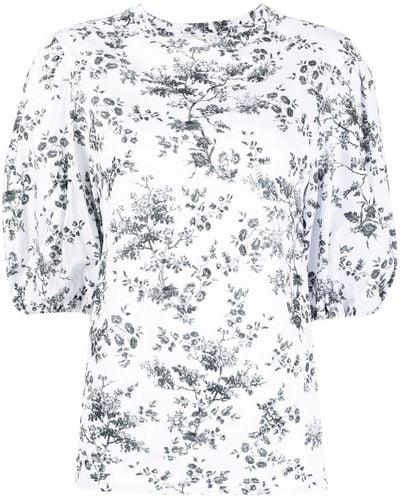 Erdem T-shirt Edith à fleurs - Blanc