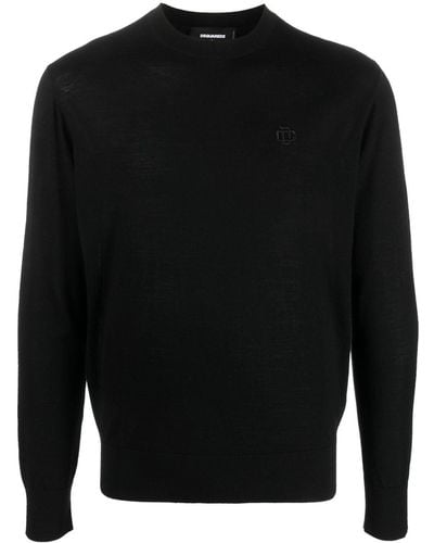DSquared² Sweater Van Scheerwol - Zwart