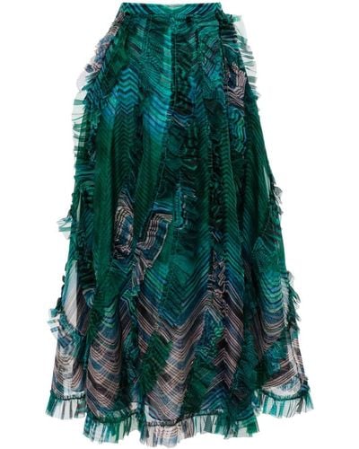 Ulla Johnson Dahlia Ruffled Silk Skirt - Green
