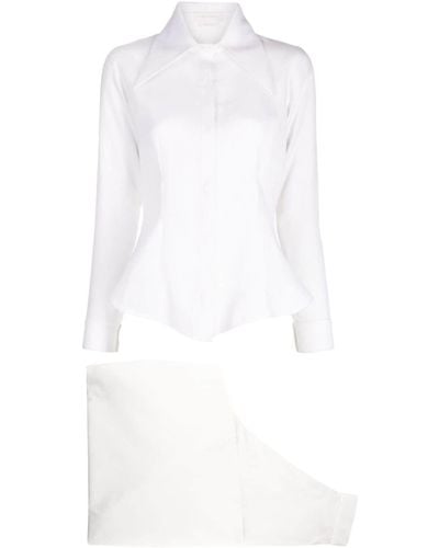 Saiid Kobeisy Panelled Brocade Trouser Suit - White