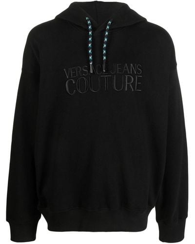 Versace Jeans Couture Sudadera con capucha y logo bordado - Negro
