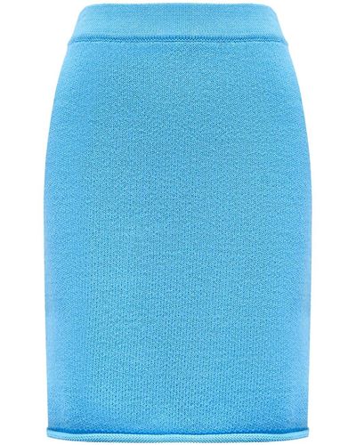 12 STOREEZ Ribbed-knit Mini Skirt - Blue