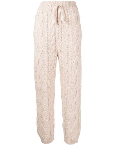 Low Classic Cable-knit Straight Trousers - Natural