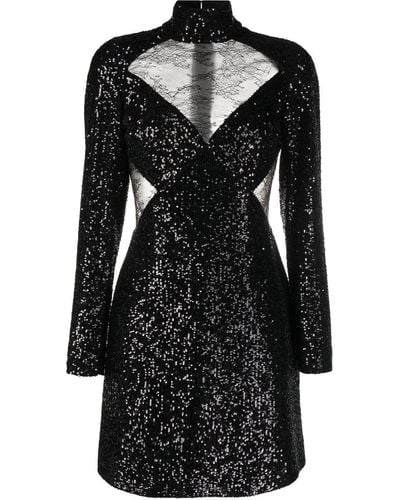 Elie Saab Sequin-embellished Lace-panelled Dress - Black