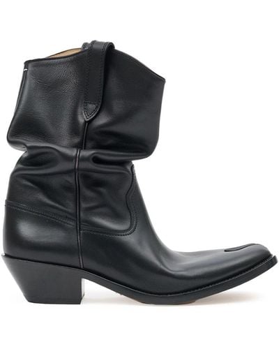 Maison Margiela Tabi Western Leather Ankle Boots - Black