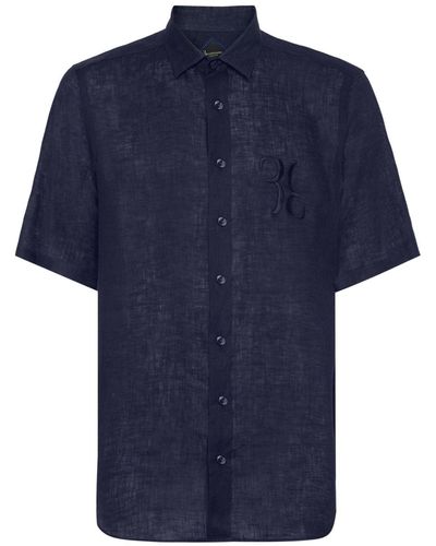 Billionaire Chemise Silver Cut en lin - Bleu