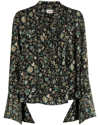 Zadig & Voltaire Blouse en soie Taika Bali à fleurs - Noir